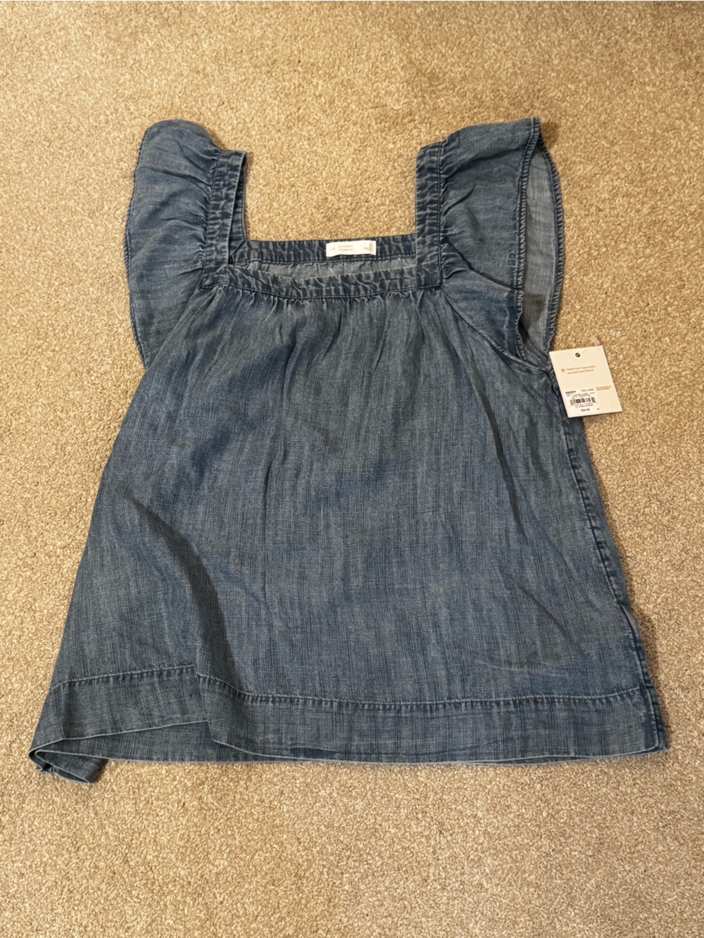 Lauren ConradLight Blue Chambray Ruffle Sleeve Tank